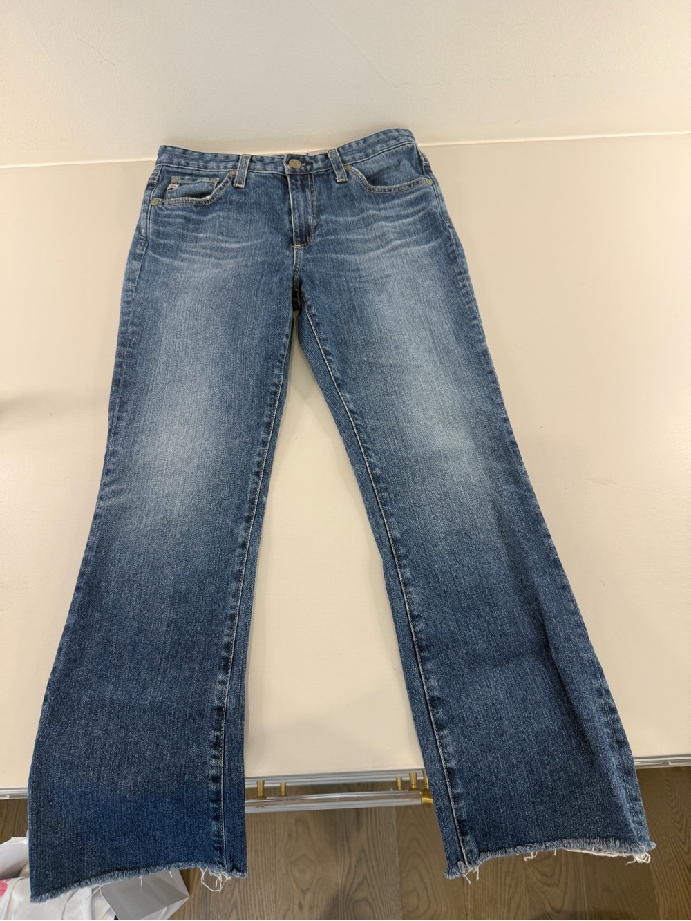 AG Adriano Goldschmied Medium Blue Flare Jeans Jodi Crop High-rise Slim Flare